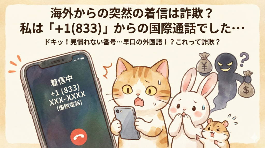 海外からの突然の着信は詐欺?私は「+1(833)」からの国際通話でした・・・