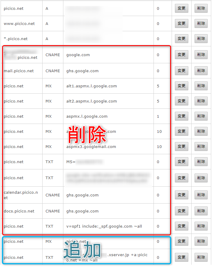 エックスサーバーDNS設定