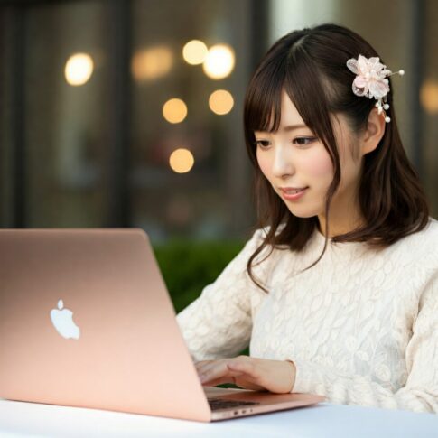 MacBookを使う女性