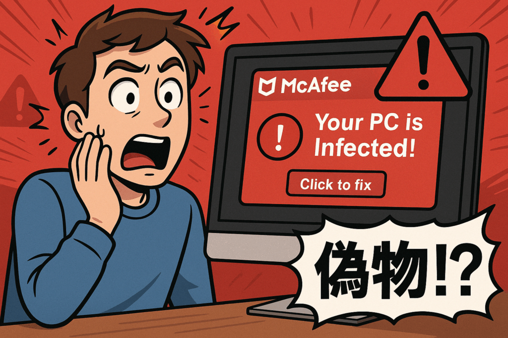 McAfeeの偽ポップアップに注意!インストールしてないのに出る理由とは?
