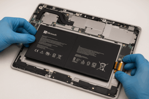 surfaceのバッテリー交換をしている様子