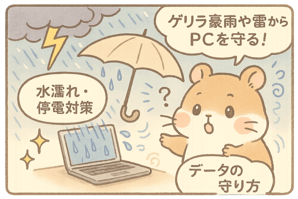 ゲリラ豪雨や雷からPCを守る!水濡れ・停電対策とデータの守り方【2025年夏版】