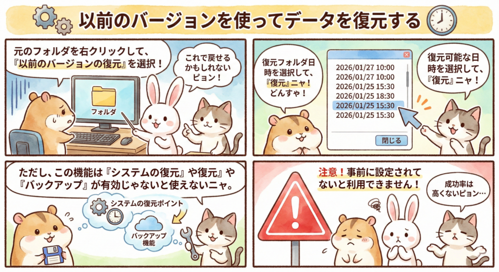 方法2．以前のバージョンを使ってデータを復元する