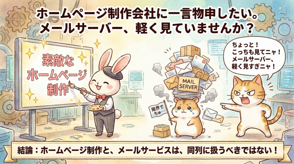 ホームページ制作会社に一言物申したい。メールサーバー、軽く見ていませんか？