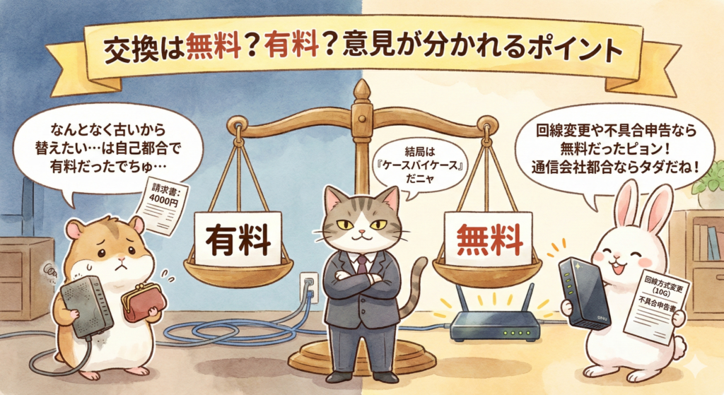 交換は無料？有料？意見が分かれるポイント