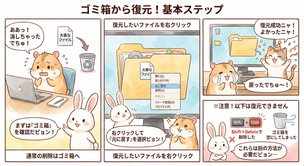 方法1．ゴミ箱の中から復元する（windows ゴミ箱 復元）