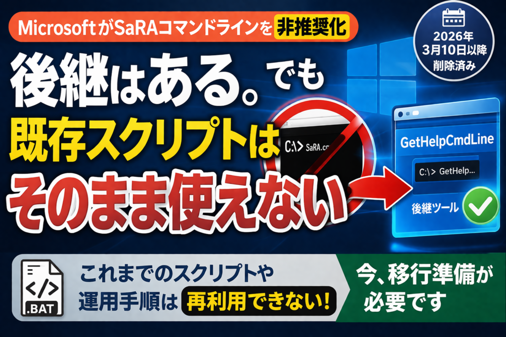 MicrosoftがSaRAコマンドラインを非推奨化、後継はあっても既存スクリプトはそのまま使えない
