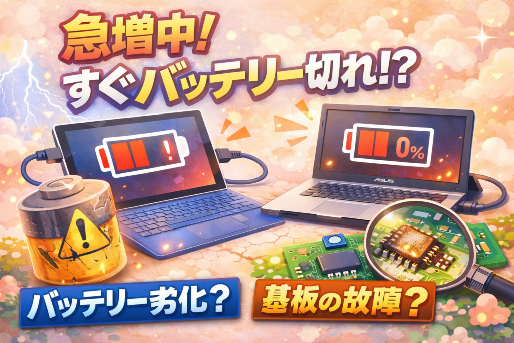 ノートパソコンの「コンセントを抜くと電源が落ちる」はなぜ急増しているのか