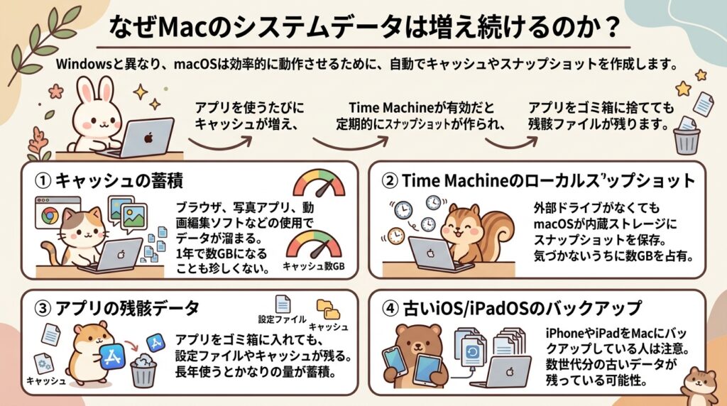 Macシステムデータが肥大化する理由
