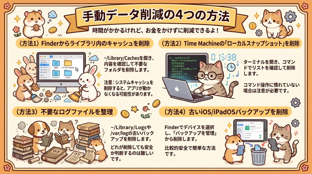 Macシステムデータを手動で削除する方法