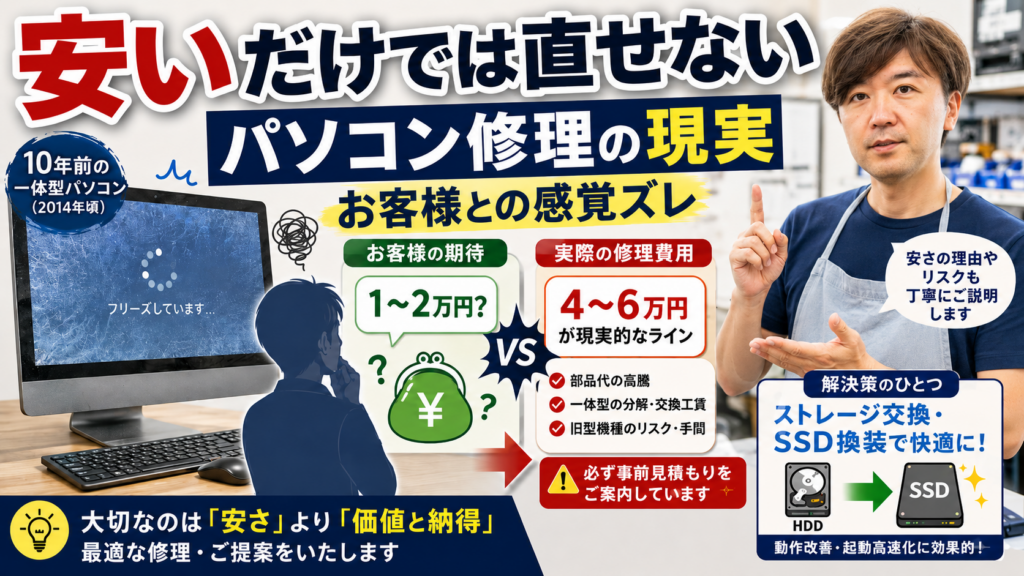 パソコン修理は1〜2万円で直る？現場で感じる料金感覚のズレ