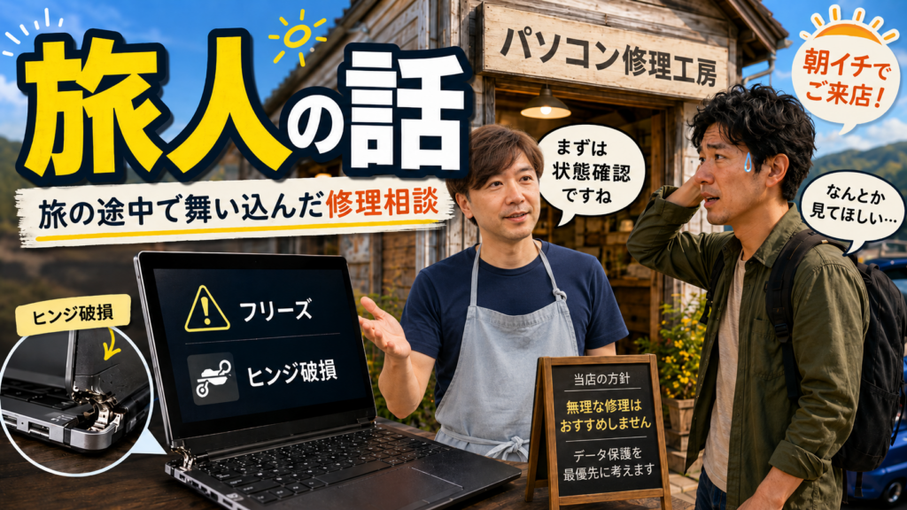 旅の途中で飛び込んできたパソコン修理相談の話