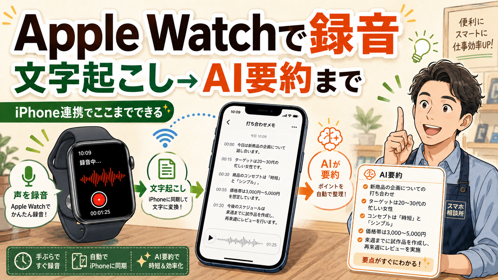 Apple Watchで録音した音声を文字起こし・AI要約まで活用する方法