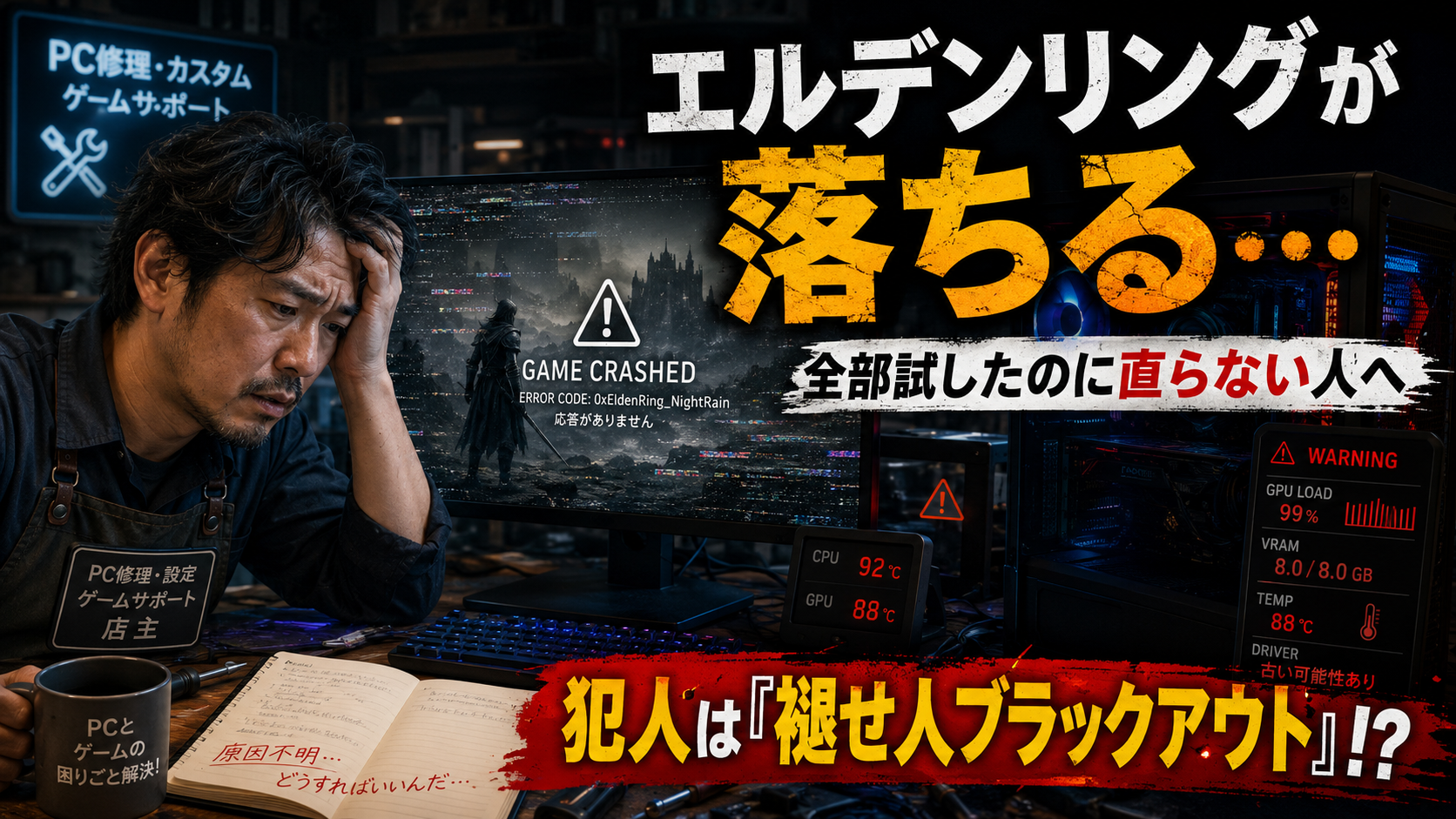 エルデンリングが落ちまくるので、PCを疑う前に自分を疑った話
