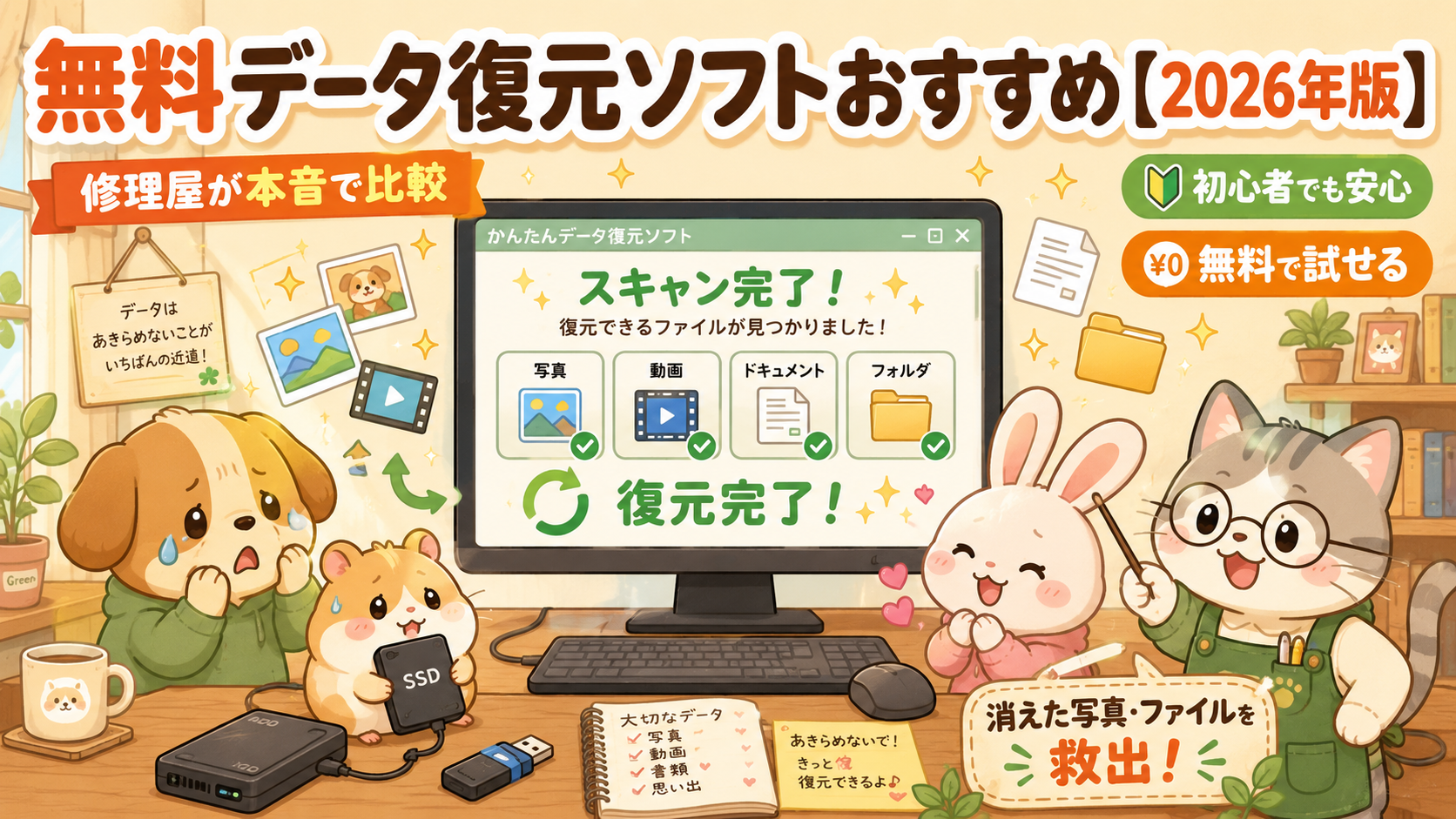 無料データ復元ソフトおすすめ【2026年版】修理屋が本音で比較