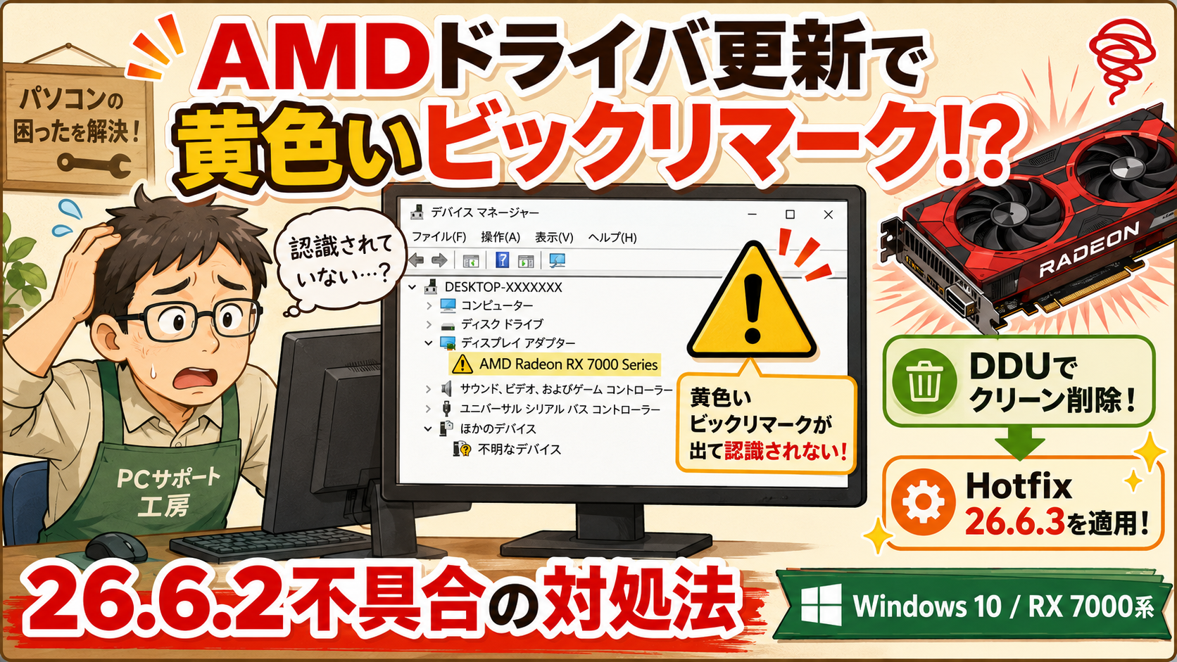 AMD Radeonのドライバ更新で一日溶けた話。「26.6.2」、お前のせいだぞ