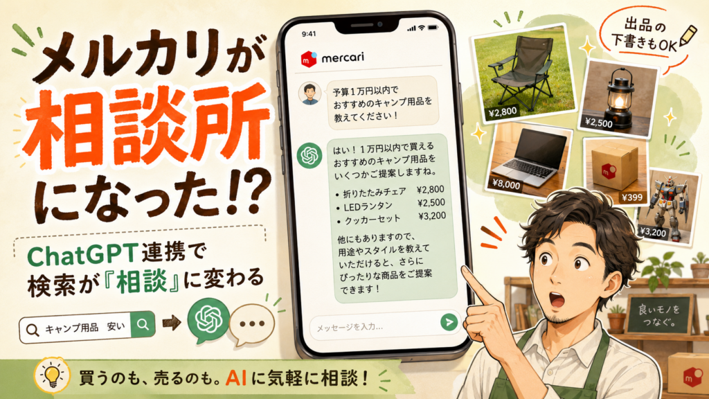 メルカリがChatGPTと連携開始！？　実際に触ってみたので語らせてくれ