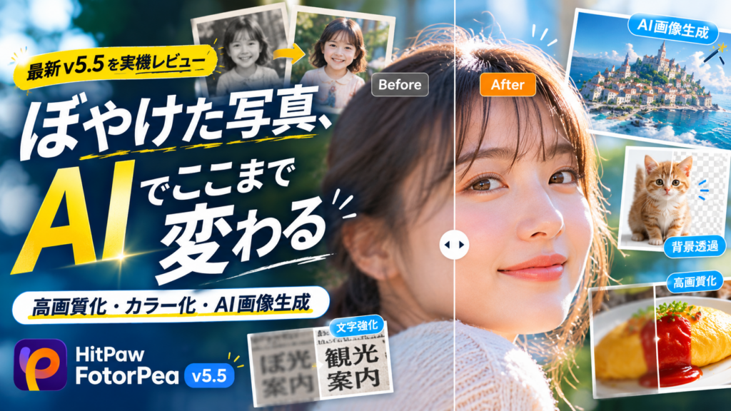 【画像高画質化AI】HitPaw FotorPea v5.5を徹底レビュー｜Nano banana対応のAI画像生成も試した