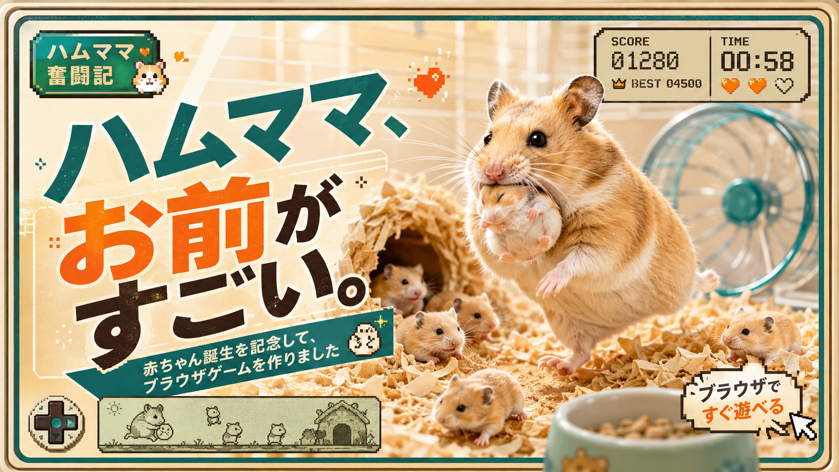 ハムママ、お前がすごい。赤ちゃん誕生を記念してゲームを作りました