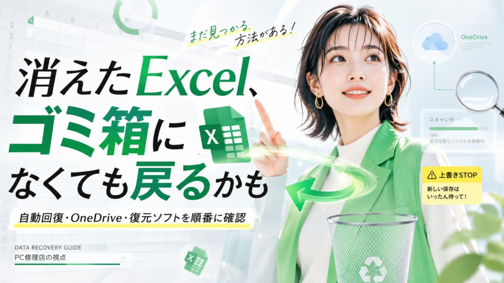 削除したエクセルがゴミ箱にない!消えたExcelファイルを復元する方法