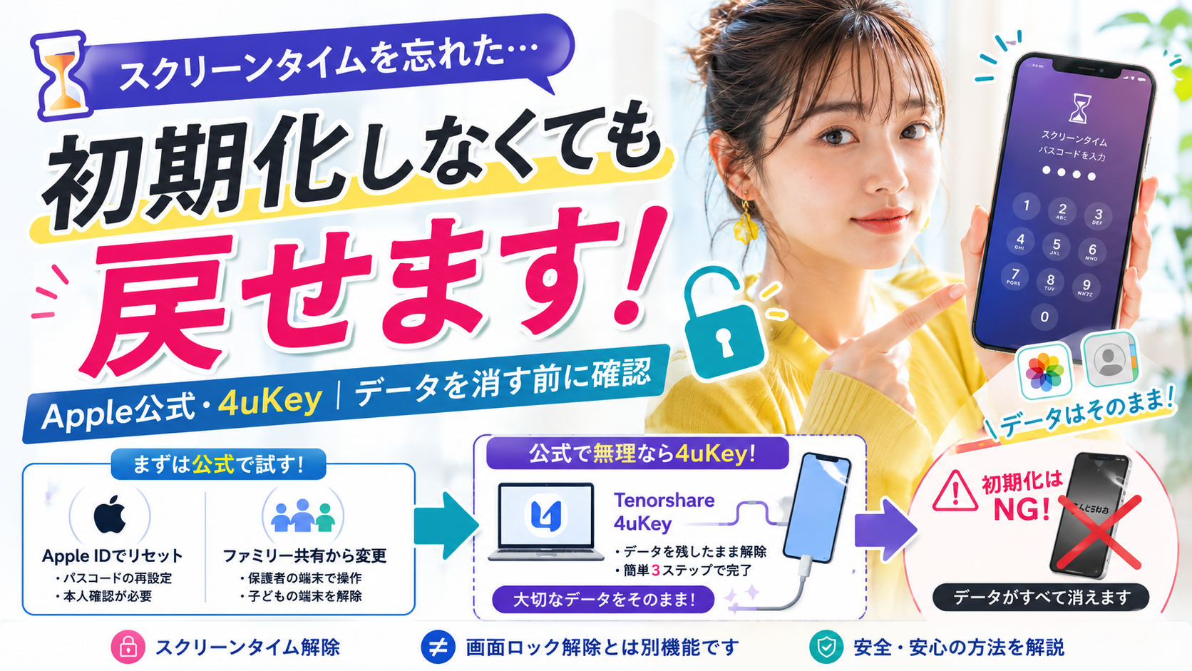 スクリーンタイムパスコードを忘れた?iPhoneを初期化せず解除する方法を解説