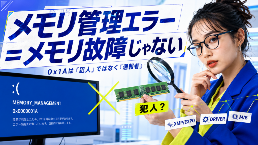 「メモリ管理エラー」ブルースクリーンの原因と切り分け方