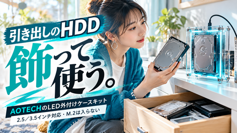 外付けHDDケースで余ったドライブを飾る｜AOTECH自作キット