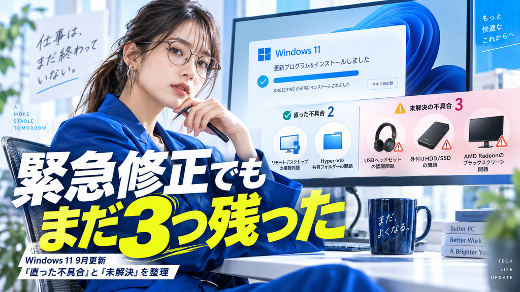 Windows11アップデート不具合【最新】緊急更新で直るもの