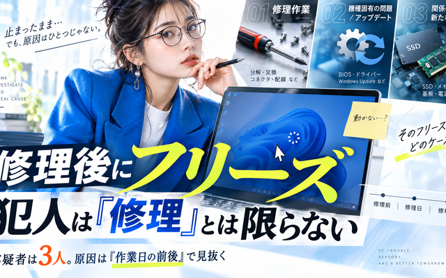 修理後もパソコンがフリーズする｜作業のせいか見分ける方法