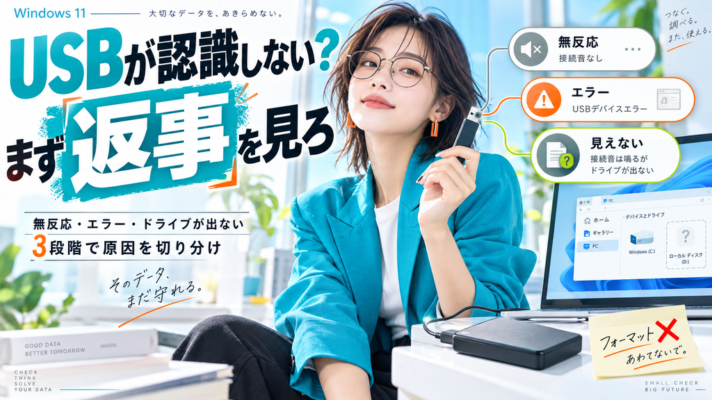 USBが認識しない原因と直し方｜返事の3段階で切り分け