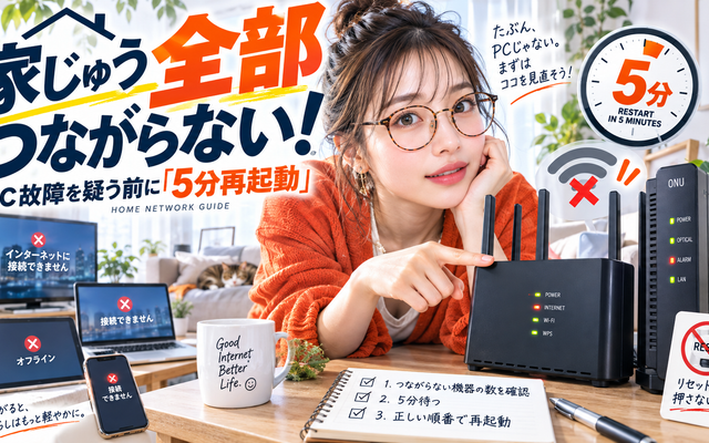 ネット繋がらない｜家じゅう全部なら順番に確かめる
