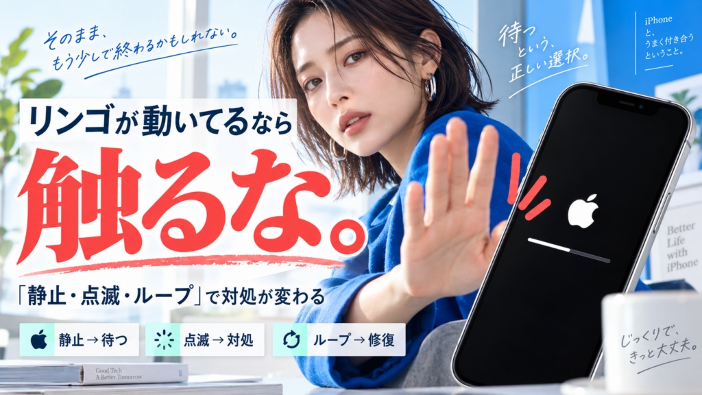 iPhoneアップデート終わらない｜リンゴマーク3状態別の対処法