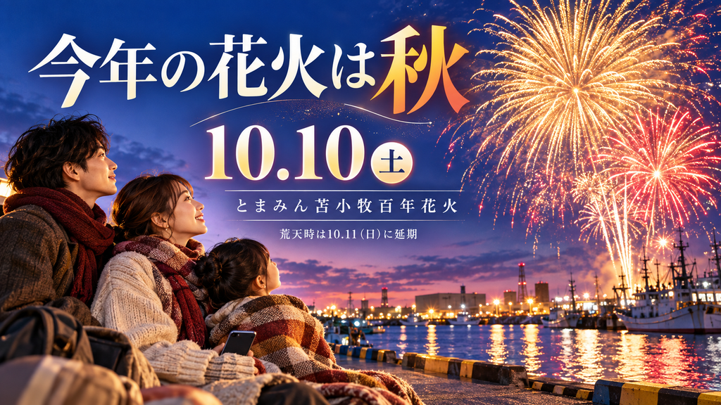 苫小牧百年花火は10月10日|時間・会場・延期と協賛席の締切