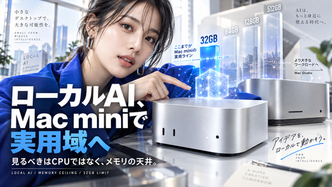 Mac mini M6 ローカルAIは実用域か｜価格とメモリ