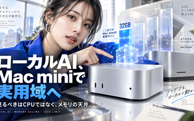 Mac mini M6 ローカルAIは実用域か｜価格とメモリ