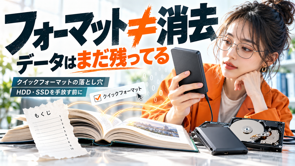 ハードディスクのフォーマットとデータ消去は別物|手放す前の正解