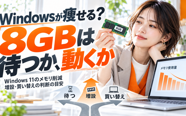 Windows 11 メモリ使用量が減る｜8GBのPCはどうする