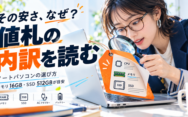 ノートパソコンの選び方｜初心者が値札の内訳で後悔しないコツ