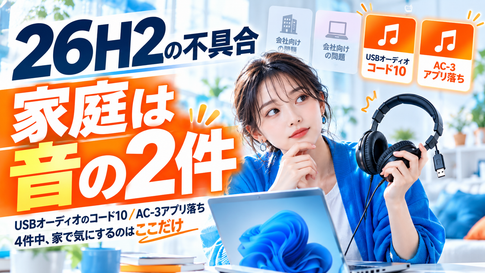 Windows11 26H2の不具合｜家庭で気にするのは音の2件