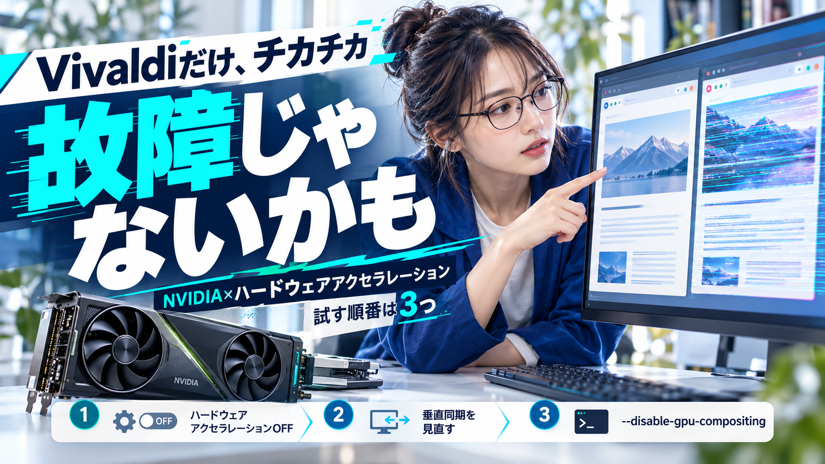 Vivaldiちらつきの原因はNVIDIA？試す順番と直し方