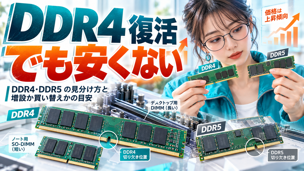 DDR4メモリ復活でも安くない|古いPCの増設はどう考える