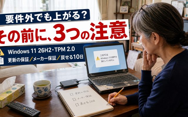 Windows11 26H2 要件を満たさないPCで上げる前に