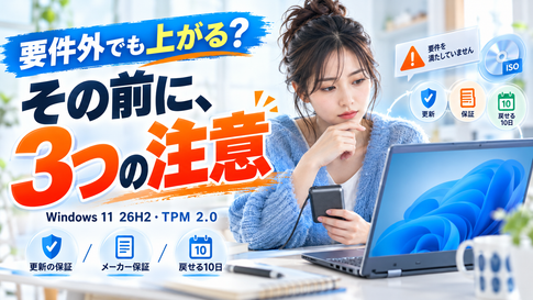 Windows11 26H2 要件を満たさないPCで上げる前に